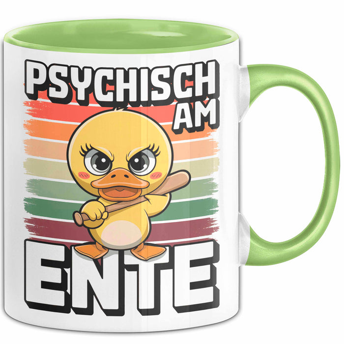 Ente Tier Tasse Geschenk Lustige Geschenkidee Spruch Psychisch Am Ente Grün Trendation