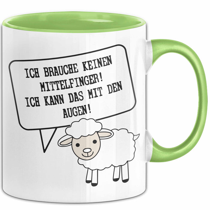 Humor Tasse Geschenk Ich brauche keinen Mittelfinger Ich Mache Das Mit Den Augen Becher Geschenk Grün Trendation