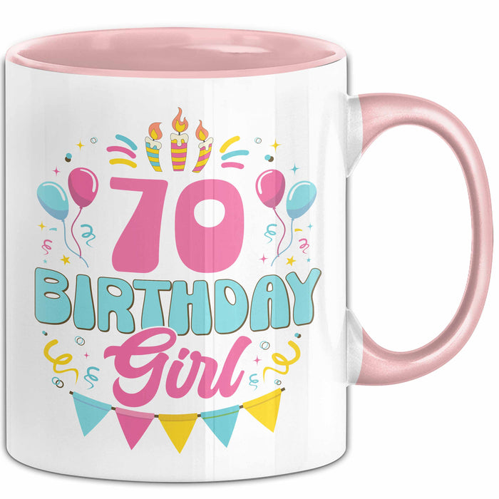 70. Geburtstag Tasse Frauen Mädchen Geschenkidee Lustig 70 Birthday Girl Lustiger Spruch Mutter Mama Oma Rosa Trendation