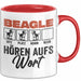 Beagle Hören Aufs Wort Tasse Geschenk Beagle Besitzer Mama Becher Rot Trendation