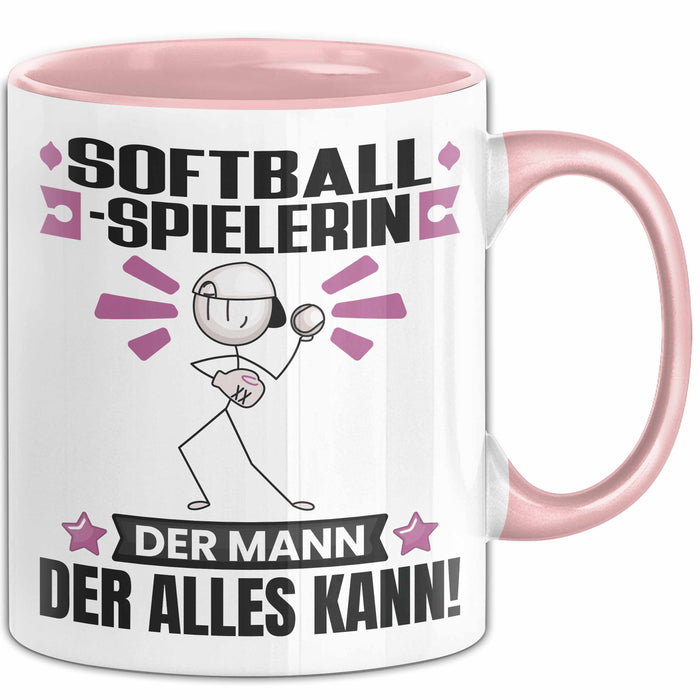 Softballspielerin Tasse Geschenk für Softballspielerin Der Mann Der Alles Kann Geschenkidee zum Geburtstag Rosa Trendation