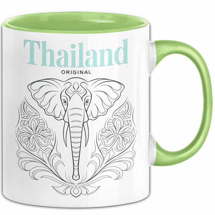 Bangkok Thailand Elefant Tasse Geschenk Lustige Geschenkidee Spruch Grün Trendation