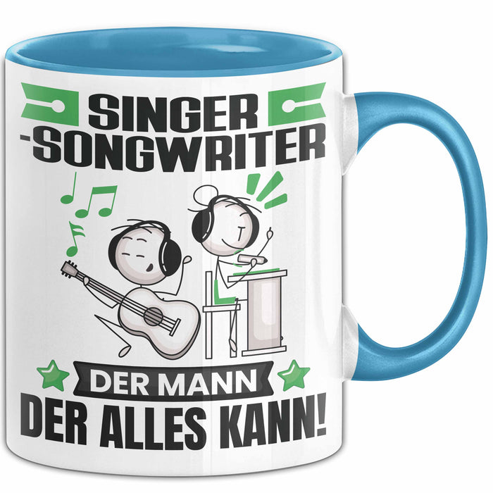 Singer-Songwriter Tasse Geschenk für Singer-Songwriter Der Mann Der Alles Kann Geschenkidee zum Geburtstag Blau Trendation