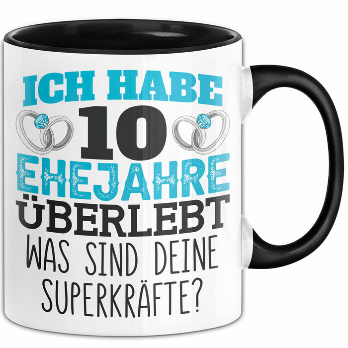 Rosenhochzeit Tasse Geschenk 10 Jahre Verheirtatet Geschenkidee Ehemann Ehefrau Becher Schwarz Trendation