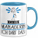 Geschenk für Managerin Tasse Lustige Geschenkidee Geburtstag Ich Bin Managerin Ich Darf Das Blau Trendation