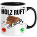 Holzarbeiter Schreiner Tischler Geschenk Tasse Holz Ruft An Holzarbeit Waldarbeiter Kaffee-Becher Schwarz Trendation