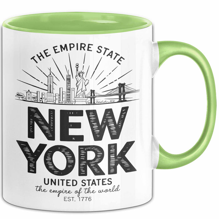 New York City USA Tasse Geschenk Lustige Geschenkidee Spruch Grün Trendation
