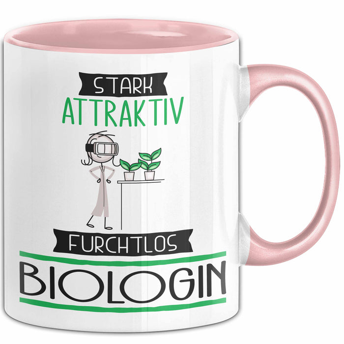 Biologin Tasse Geschenk Becher Stark Attraktiv Furchtlos Biologin Lustige Geschenkidee Rosa Trendation