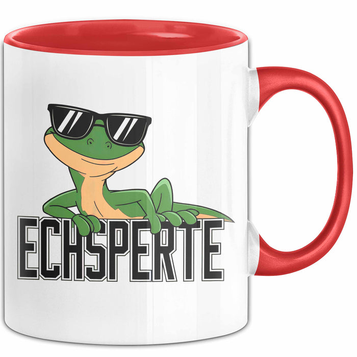 Reptil Leopardgecko Echse Tasse Geschenk Lustige Geschenkidee Spruch Echsperte Rot Trendation