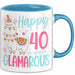40er Geburtstag Tasse Geschenk Happy 40 And Glamarous Llama Alpaka Liebhaber Geschenkidee zum Geburtstag Blau Trendation