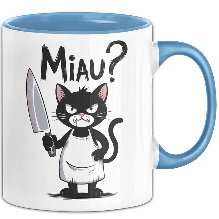 Sarkastische Katze Tasse Geschenk Lustige Geschenkidee Miau Blau Trendation