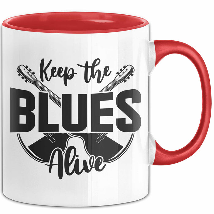 Jazz Tasse Geschenk Keep The Blues Alive Musik Becher Rot Trendation