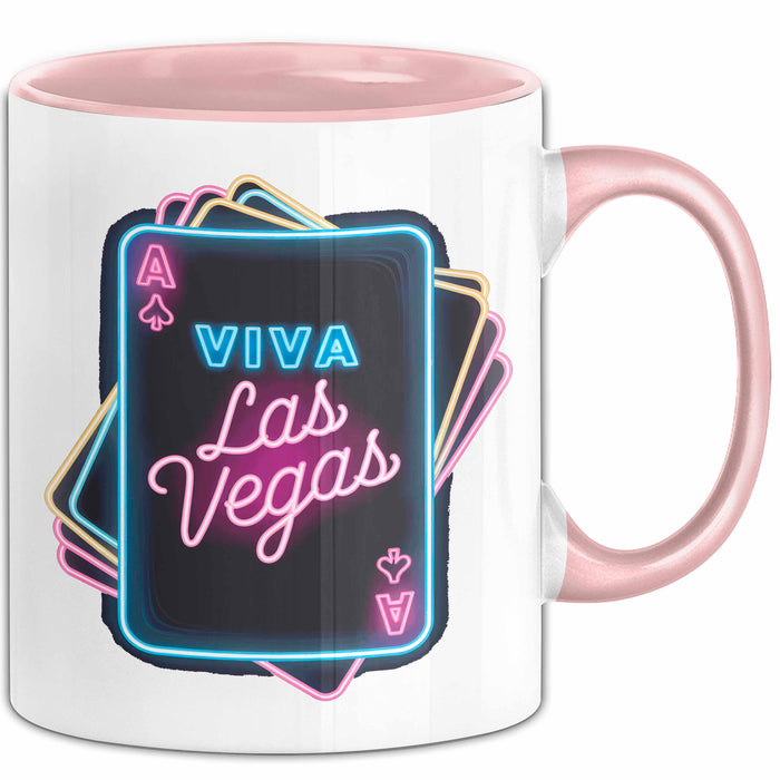 Las Vegas Nevada USA Tasse Geschenk Lustige Geschenkidee Spruch Viva Las Vegas Rosa Trendation
