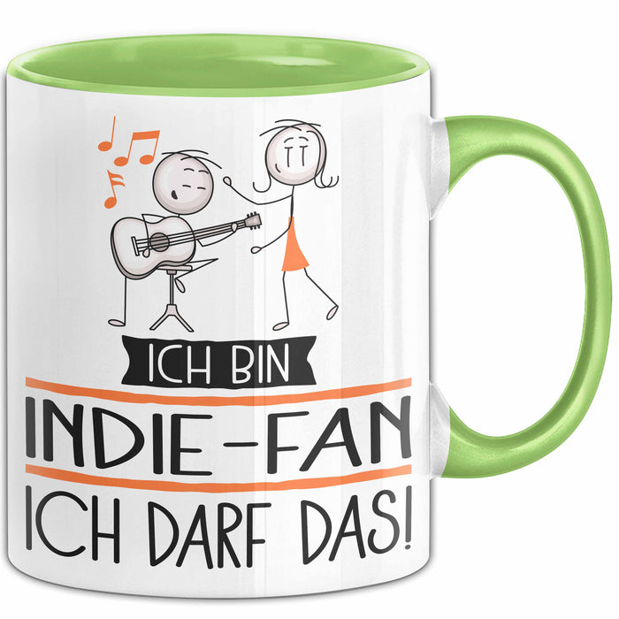 Geschenk für Indie-Fan Tasse Lustige Geschenkidee Geburtstag Ich Bin Indie-Fan Ich Darf Das Grün Trendation