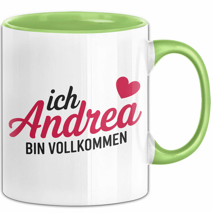 Andrea Tasse Geschenk Ich Bin Vollkommen Andrea Geschenkidee Geburtstag Grün Trendation