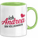 Andrea Tasse Geschenk Ich Bin Vollkommen Andrea Geschenkidee Geburtstag Grün Trendation