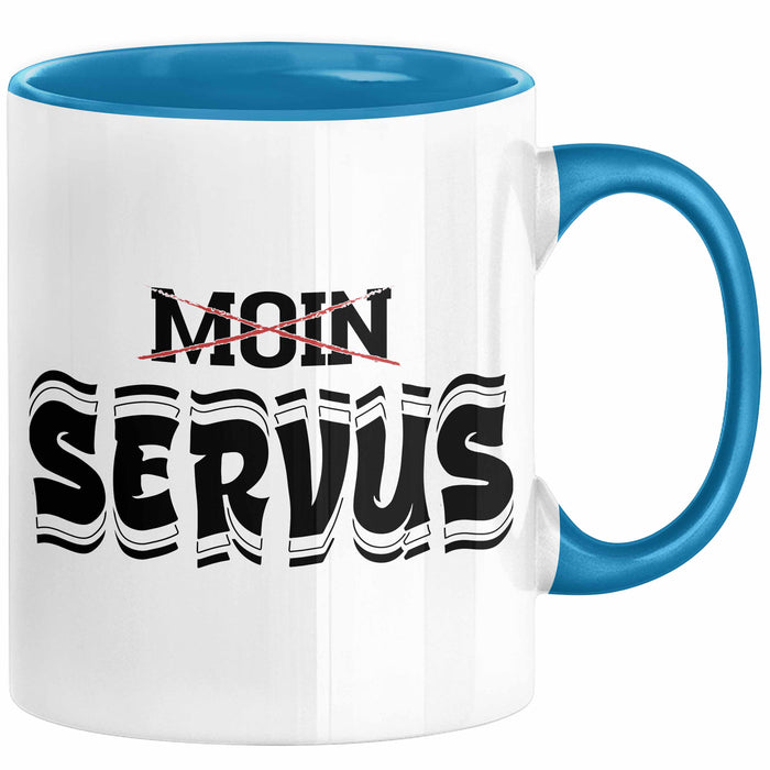 München Servus Tasse Geschenk Heimat Münchener Geschenkidee Kaffee-Becher Bayern Servus Blau Trendation