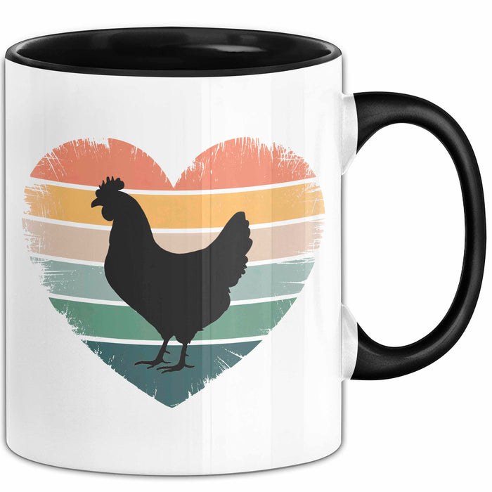 Huhn Tier Bauer Tasse Becher Geschenk Lustige Geschenkidee Spruch Hühnerherz Schwarz Trendation