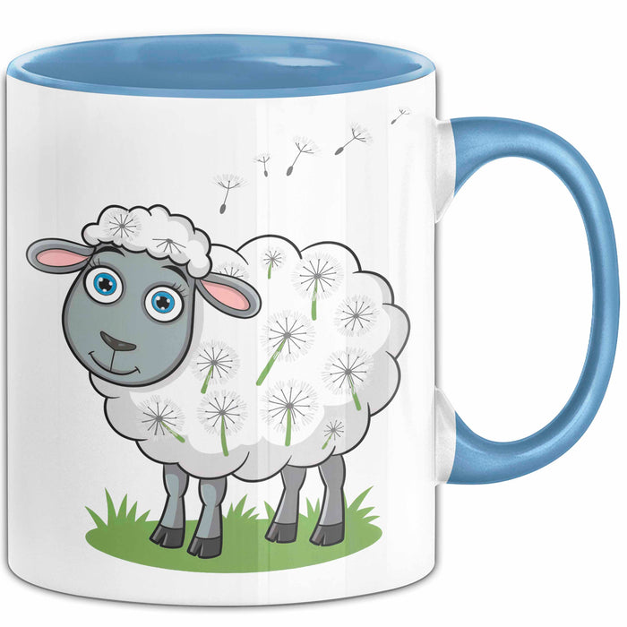 Schaf Tier Bauer Tasse Becher Geschenk Lustige Geschenkidee Spruch Blau Trendation