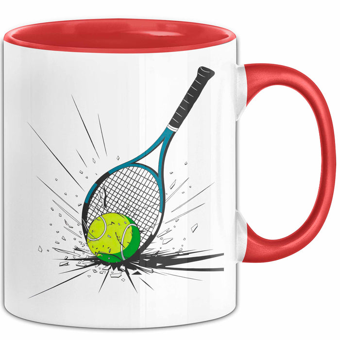 Tennis Spieler Tasse Geschenkidee für Tennisliebhaber Rot Trendation