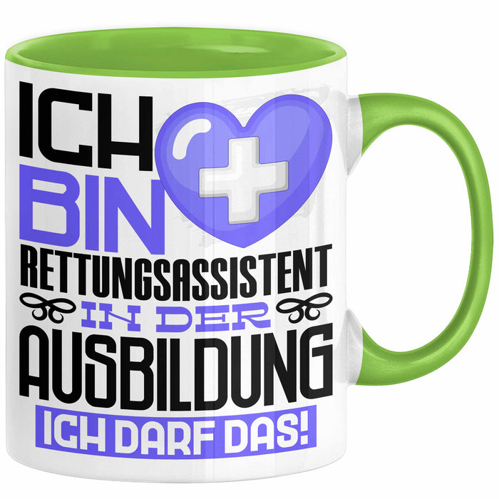 Rettungsassistent Ausbildung Tasse Geschenk Ich Bin Rettungsassistent In Der Ausbildung Ich Darf Das Geschenkidee Spruch Grün Trendation