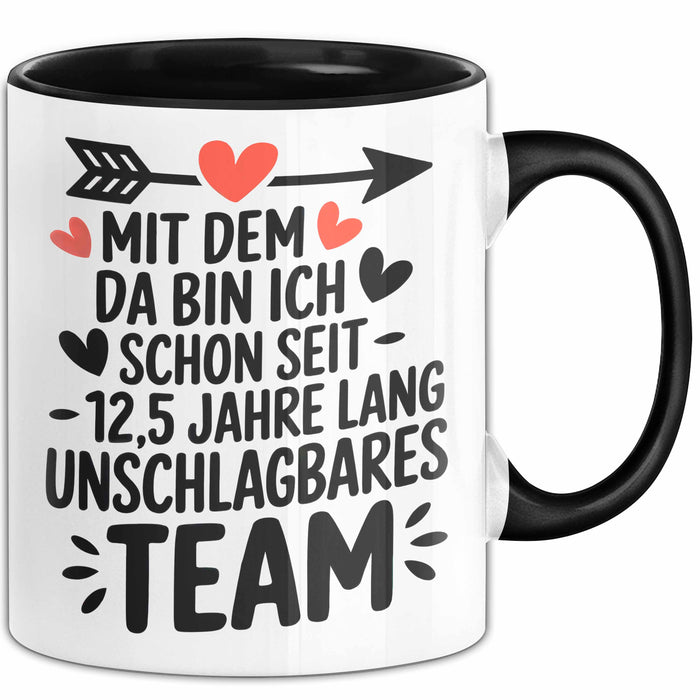 Romantische Pärchen Tasse Geschenk Team seit 12,5 Jahren Geschenkidee Lustig Schwarz Trendation