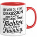 Papa Vatertag Tasse Becher Geschenk Lustige Geschenkidee Spruch Bevor Du Eine Diskussion Anfängst Ich Habe Eine Tochter Ich Bin Im Training Rot Trendation
