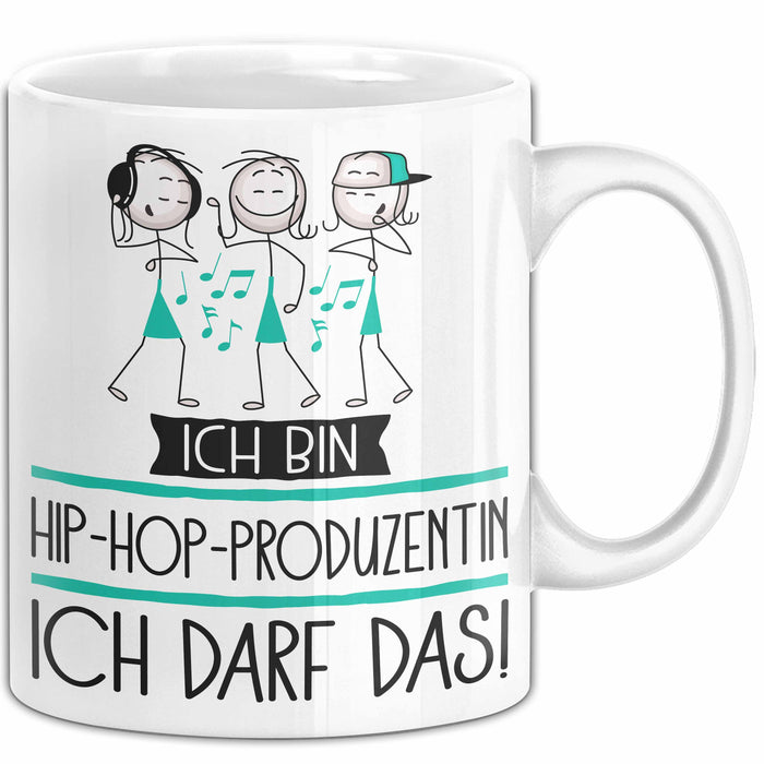 Geschenk für Hip-Hop-Produzentin Tasse Lustige Geschenkidee Geburtstag Ich Bin Hip-Hop-Produzentin Ich Darf Das Weiß Trendation