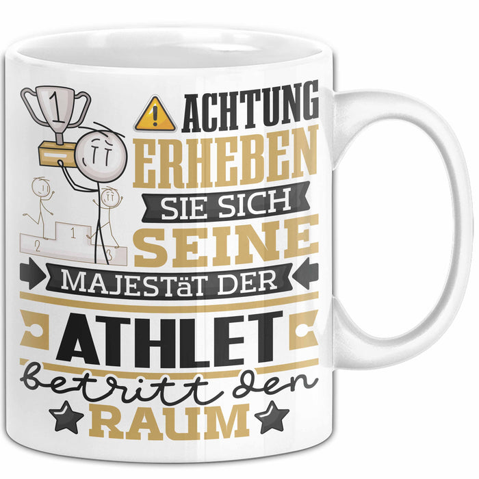 Athlet Geschenk Tasse Lustiger Spruch Erheben Sie Sich Der Athlet Betritt den Raum Weiß Trendation