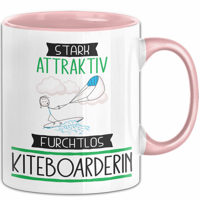 Kiteboarderin Tasse Geschenk Becher Stark Attraktiv Furchtlos Kiteboarderin Lustige Geschenkidee Rosa Trendation