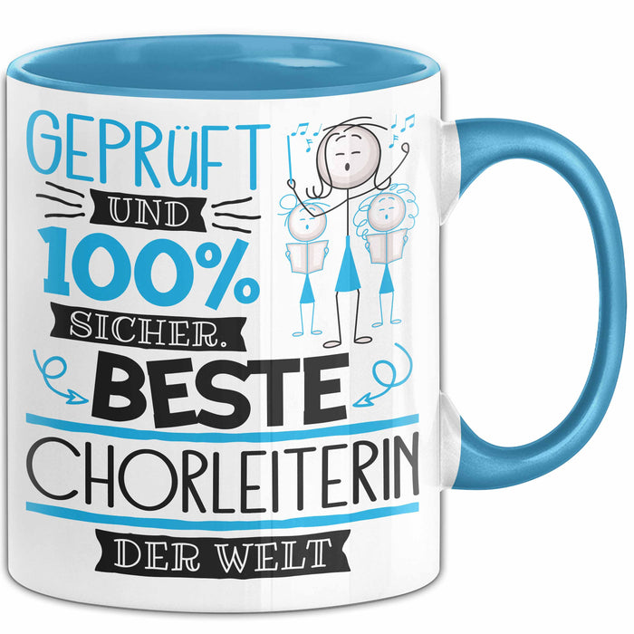 Beste Chorleiterin Der Welt Tasse Geschenk für Eine Chorleiterin Geprüft Und Sicher Geschenkidee Geburtstag Weihnachten Blau Trendation