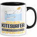 Kitesurfer Geschenk Tasse Ich Bin Kitesurfer Aber Sag Doch Einfach Superheld Lustige Geschenkdiee für Kitesurfer Kaffee-Becher Schwarz Trendation
