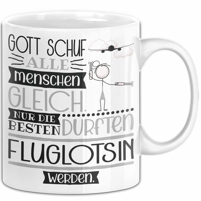 Fluglotsin Geschenk Becher Tasse Gott Schuf Alle Menschen Gleich Nur Die Besten Durfeten Fluglotsin Werden Geschenkidee Lustig Weiß Trendation
