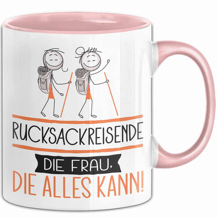 Rucksackreisende Geschenk Tasse Becher Die Frau Die Allen Kann Geschenkidee für eine Rucksackreisende Lustig Rosa Trendation