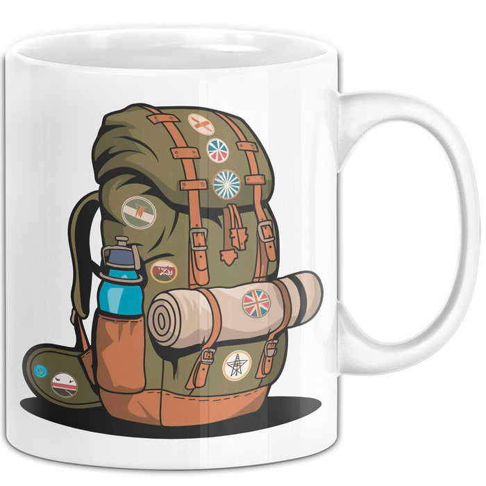 Rucksackreisender Tasse Geschenkidee für Wanderpfad Fans Weiß Trendation