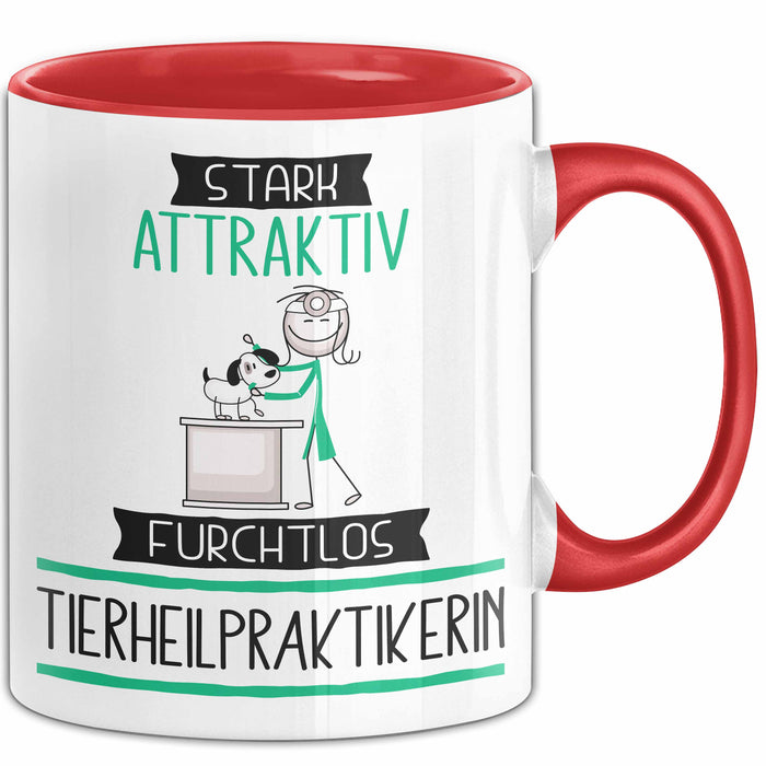 Tierheilpraktikerin Tasse Geschenk Becher Stark Attraktiv Furchtlos Tierheilpraktikerin Lustige Geschenkidee Rot Trendation