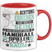 Handballspieler Geschenk Tasse Lustiger Spruch Erheben Sie Sich Der Handballspieler Betritt den Raum Rot Trendation