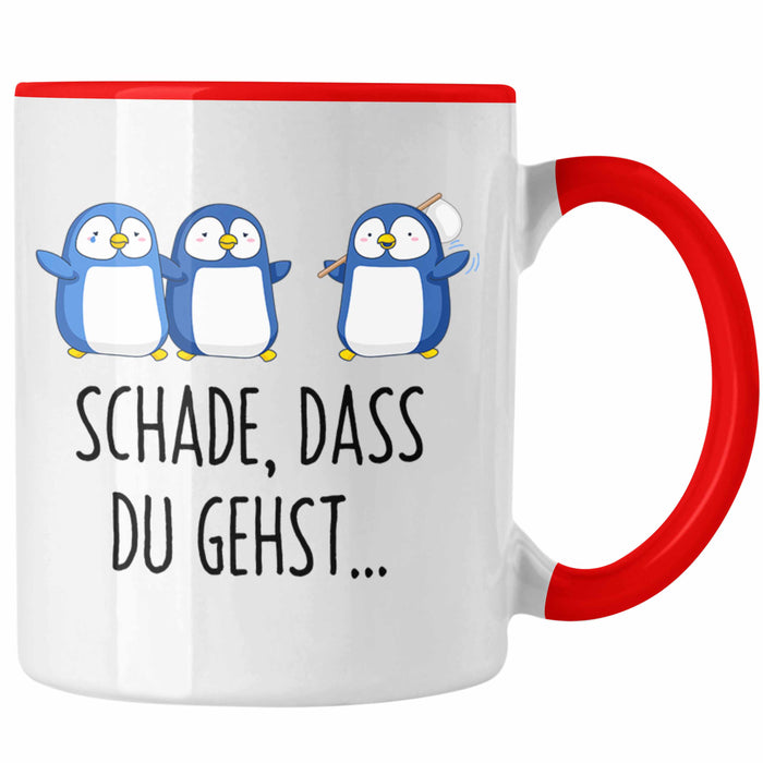 Trendation - Jobwechsel Tasse Geschenk Kollegin Kollege Abschied Lustig Abschiedsgeschenk Sprüche Neuer Job Schade Dass Du Gehst Rot Trendation