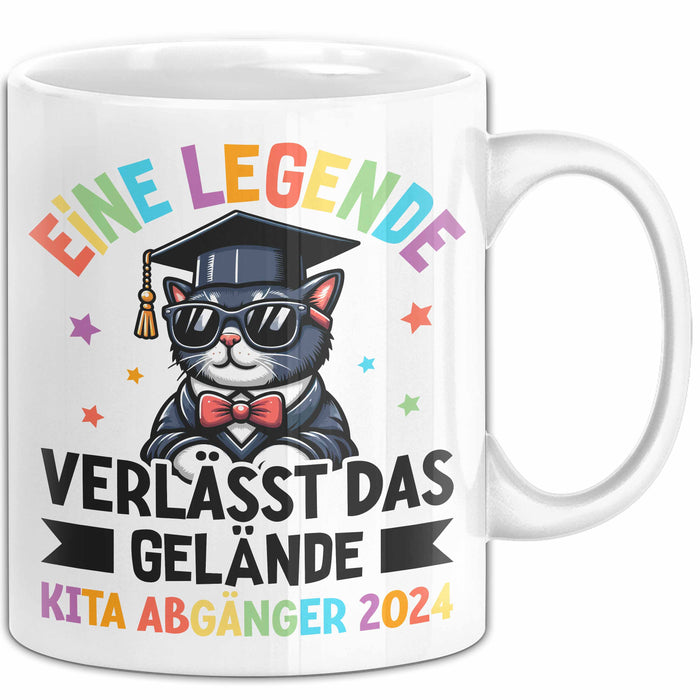 Einschulung Tasse Geschenk Kita Abgänger 2025 Eine Legende Geht Vom Gelände 1. Schultag Weiß Trendation