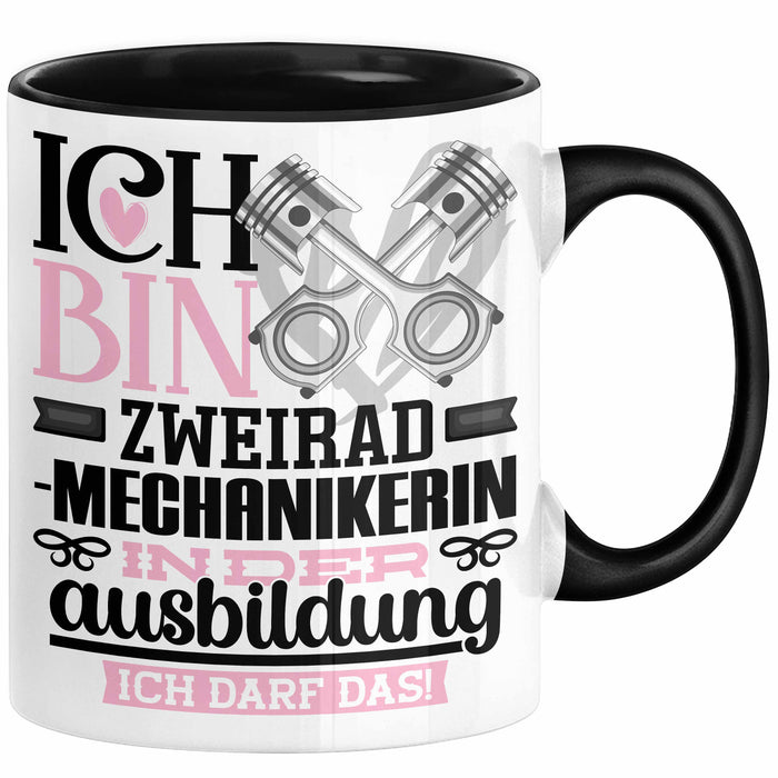 Zweiradmechanikerin Ausbildung Start Geschenk Tasse Ich Bin Zweiradmechanikerin In Der Ausbildung Ich Darf Das Kaffee-Becher Geschenkidee Schwarz Trendation