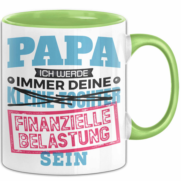 Witzige Tasse Geschenk Papa Tochter Finanzielle Belastung Spruch Grün Trendation
