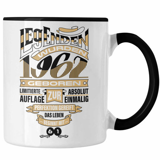 TRENDATION 60. Geburtstag Tasse Frau Mann Geschenk 60er Geschenkidee 60 Mutter Vater Schwarz Trendation