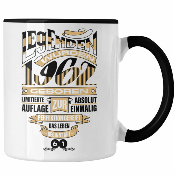 TRENDATION 60. Geburtstag Tasse Frau Mann Geschenk 60er Geschenkidee 60 Mutter Vater Schwarz Trendation