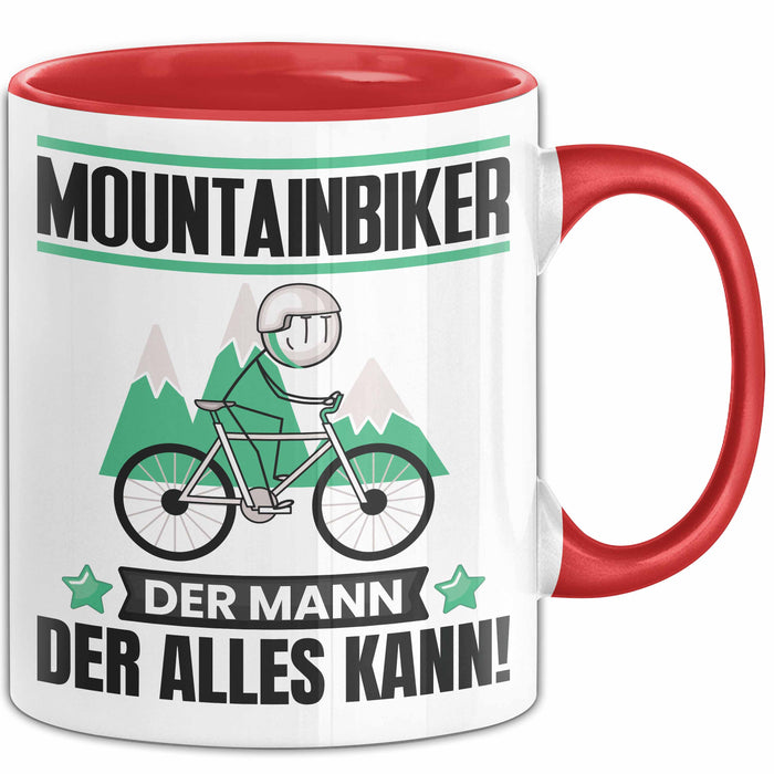 Mountainbiker Tasse Geschenk für Mountainbiker Der Mann Der Alles Kann Geschenkidee zum Geburtstag Rot Trendation