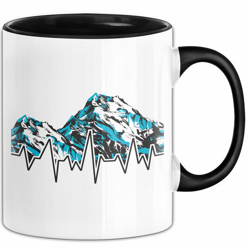 Ski Tasse Geschenk Grafik Skiberge Berge Becher Schwarz Trendation