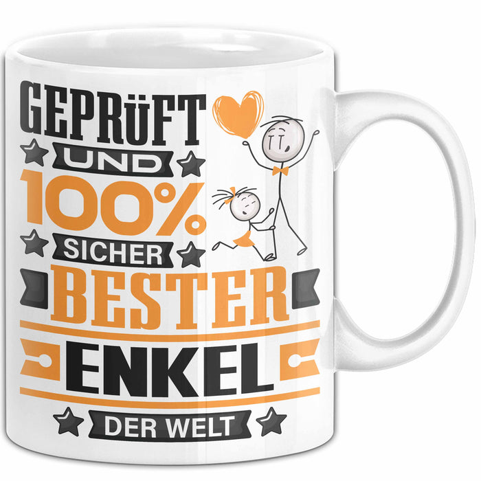 Enkel Geschenk Lustiger Spruch für Enkel Geschenkidee Bester Enkel Der Welt Weiß Trendation