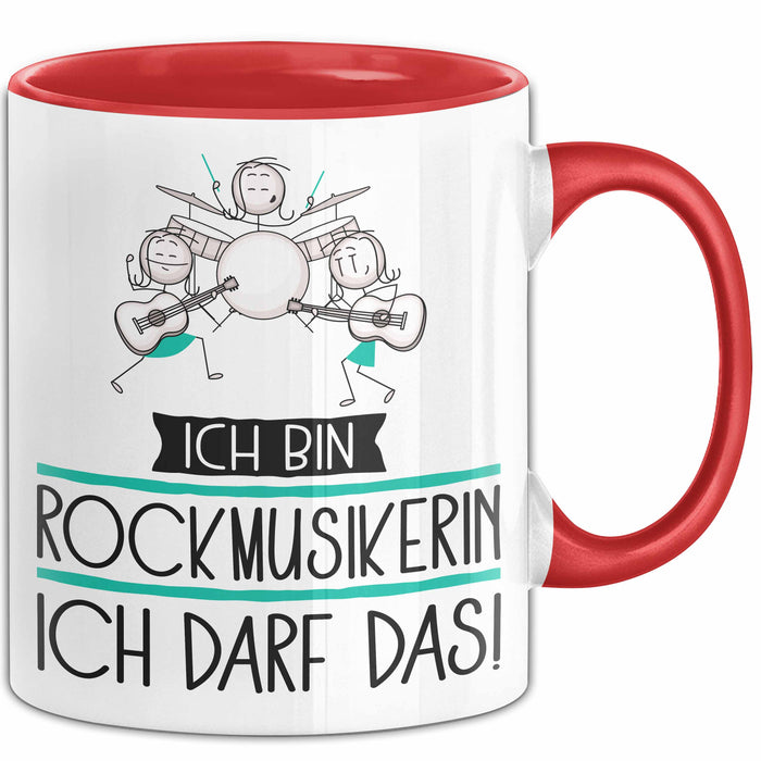 Geschenk für Rockmusikerin Tasse Lustige Geschenkidee Geburtstag Ich Bin Rockmusikerin Ich Darf Das Rot Trendation