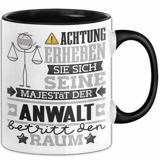 Anwalt Geschenk Tasse Lustiger Spruch Erheben Sie Sich Der Anwalt Betritt den Raum Schwarz Trendation