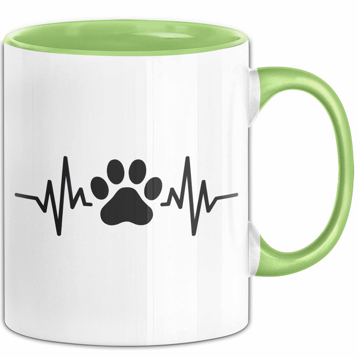 Hund Tierliebhaber Herzschlag Tasse Geschenk Lustige Geschenkidee Spruch Grün Trendation