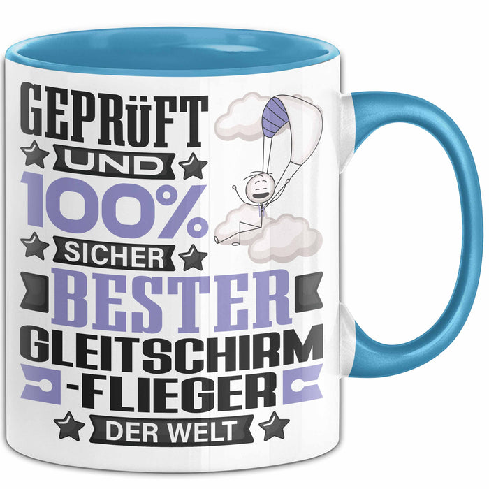 Gleitschirmflieger Geschenk Lustiger Spruch für Gleitschirmflieger Geschenkidee Bester Gleitschirmflieger Der Welt Blau Trendation